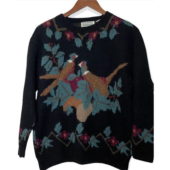 VTG charter Club Wool Hand Knit Quail Hunting Sweater Western Equestrian Ralph - Picture 1 of 4